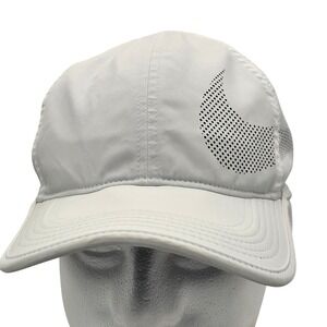 Nike Featherlight AeroBill Run Hat Mens White Big Perforated Swoosh Dri-FIT